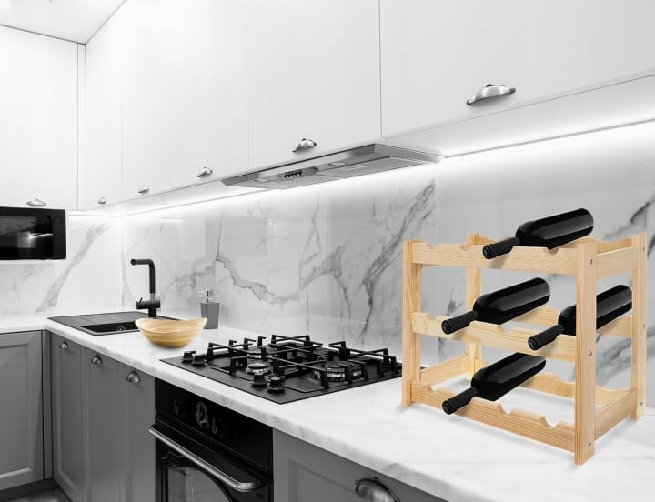 Weinregal Holz 12 Flaschen Natur 44x38x25 cm Wine Rack Regal Flaschenregal Weinflaschenregal Getränk