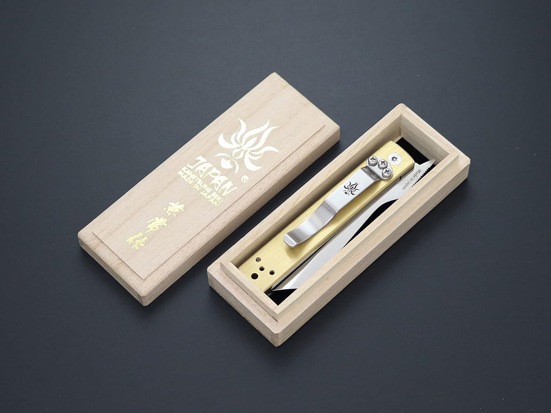 DELLINGER Japanisches messer higonokami KANETSUNE TANZAKU-TOU - Edelstahl AUS-8 rostfrei, Messinggri