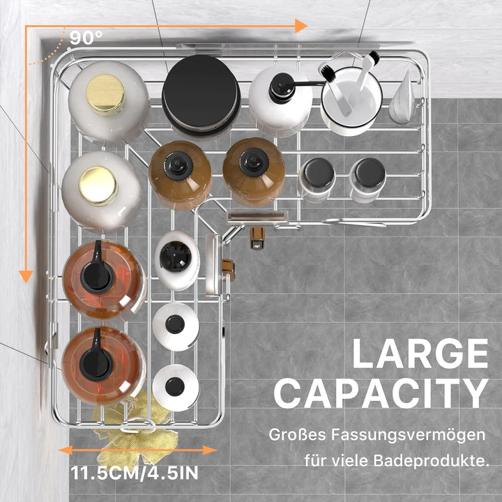 KEGII Duschablage ohne Bohren, Duschregal Ecke, Shampoo Halterung für Dusche Silber, Silber