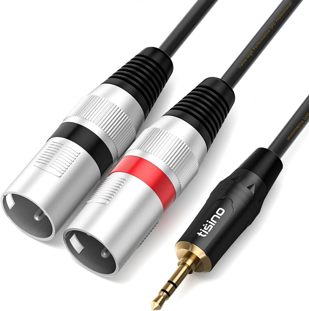 Tisino 3,5 mm auf XLR-Kabel Stereo Cable,1/8 Zoll Mini Jack auf 2 XLR,Male Y Splitter Adapterkabel,