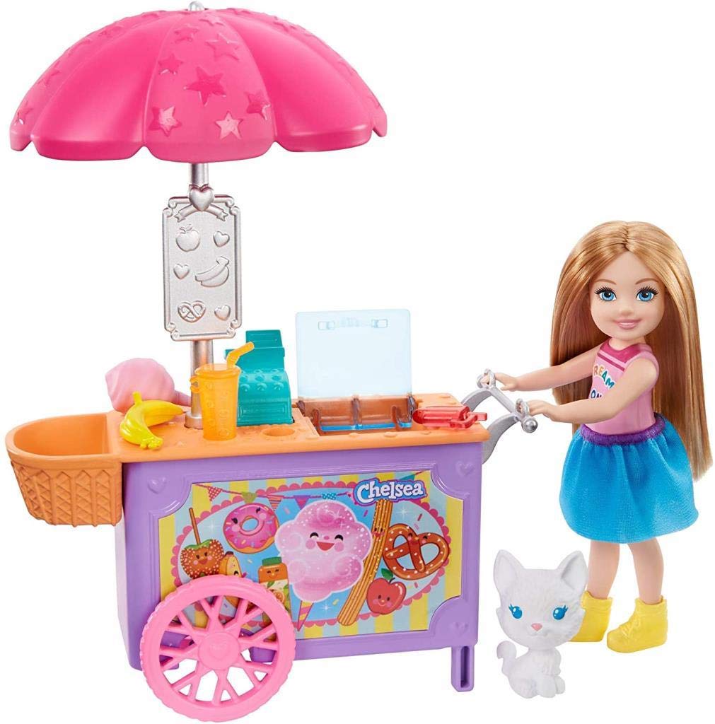 Barbie GHV76 - Chelsea-Spielset mit Puppe und Imbisswagen, ca. 15cm grosse Puppe, blond, mit Kätzche