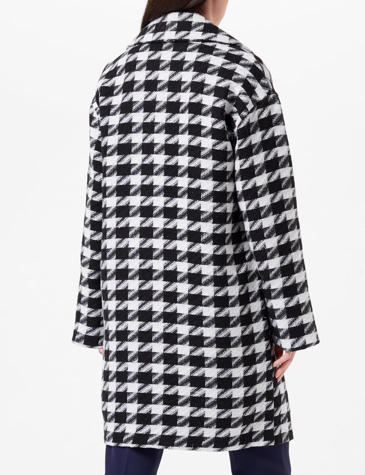 Vila Damen Vilunes L/S New Coat/Pb Kurzmantel 36 Black/Detail:white Houndstooth, 36 Black/Detail:whi