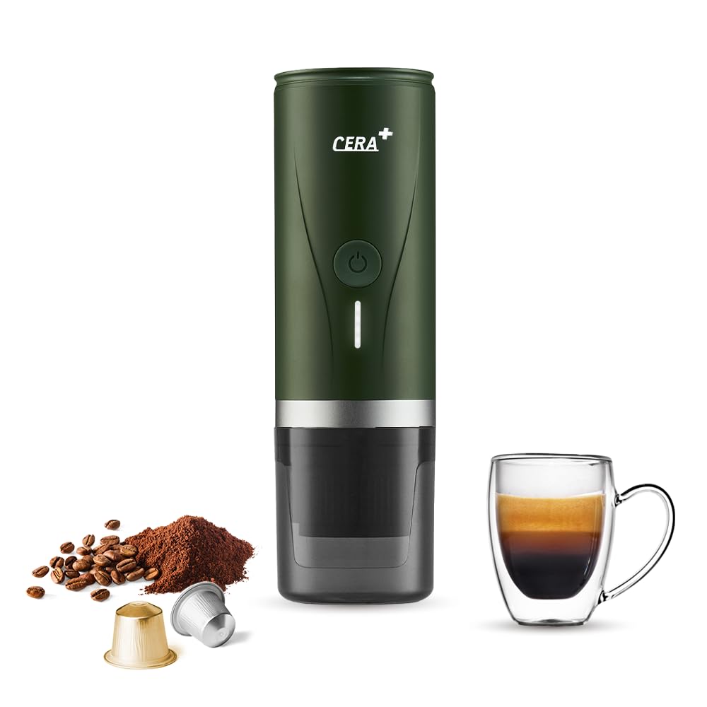CERA+ Máquina de Espresso Eléctrica Portátil Auto-calentamiento en 3-4 Minutos, Cafetera Mini de 20