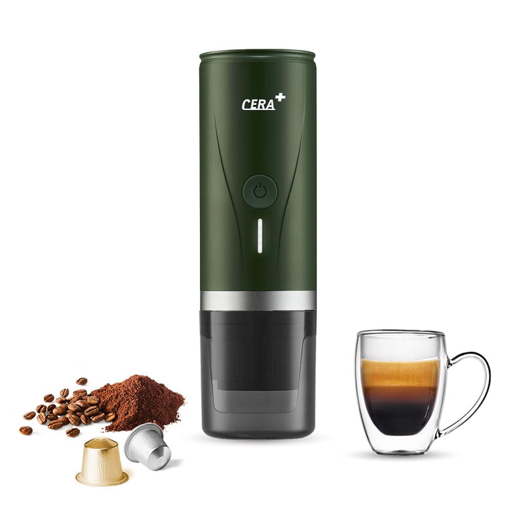 CERA+ Máquina de Espresso Eléctrica Portátil Auto-calentamiento en 3-4 Minutos, Cafetera Mini de 20