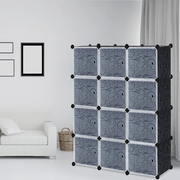 Regalsystem Steckregal aus Kunststoff Kleiderschrank mit Tür und Kleiderstange Schrank Schlafzimmer