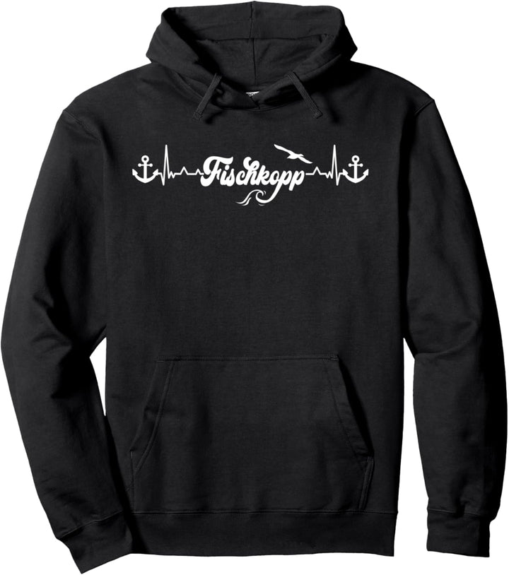 "Fischkopp" Heartbeat Anker Platt Heimat Ostfriese Nordsee Pullover Hoodie