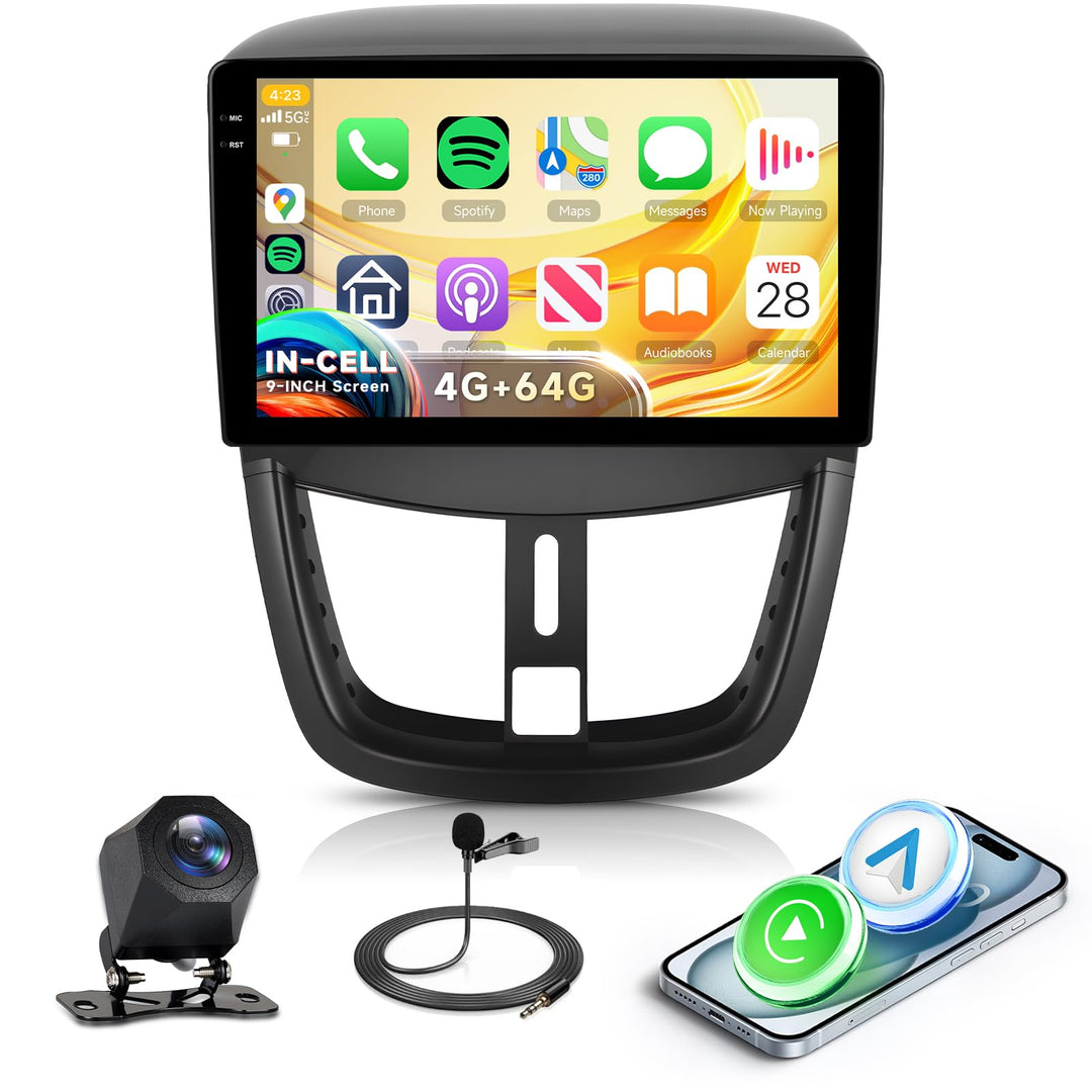 4G+64G Rimoody Android Autoradio für Peugeot 207 2006-2015 9 Zoll Touchscreen Kabelloses Carplay 207