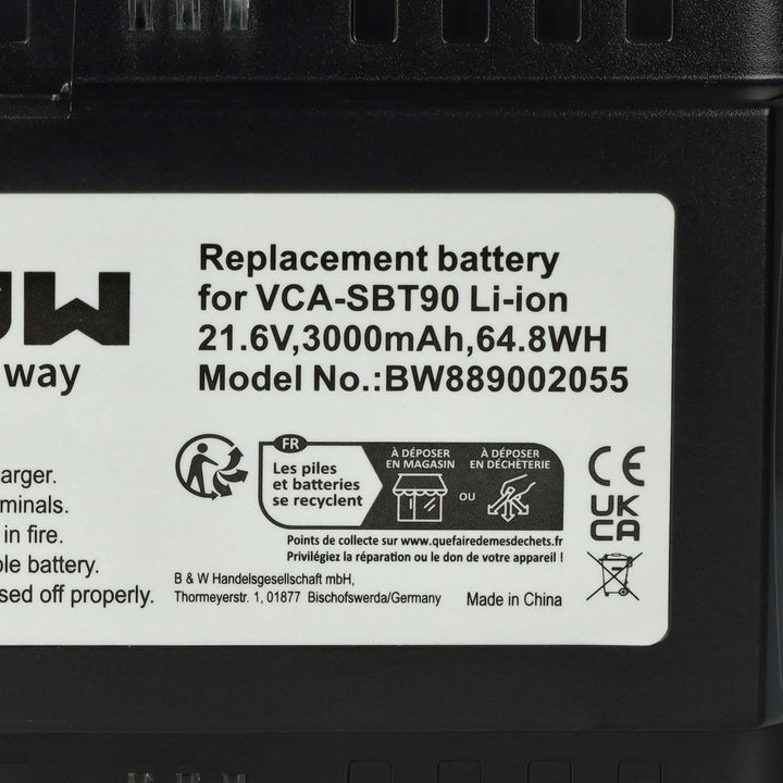 vhbw Akku kompatibel mit Samsung VS20T7536T5/EN, VS20T7538T5/SH, VS20T7562R5/EG Staubsauger Schwarz