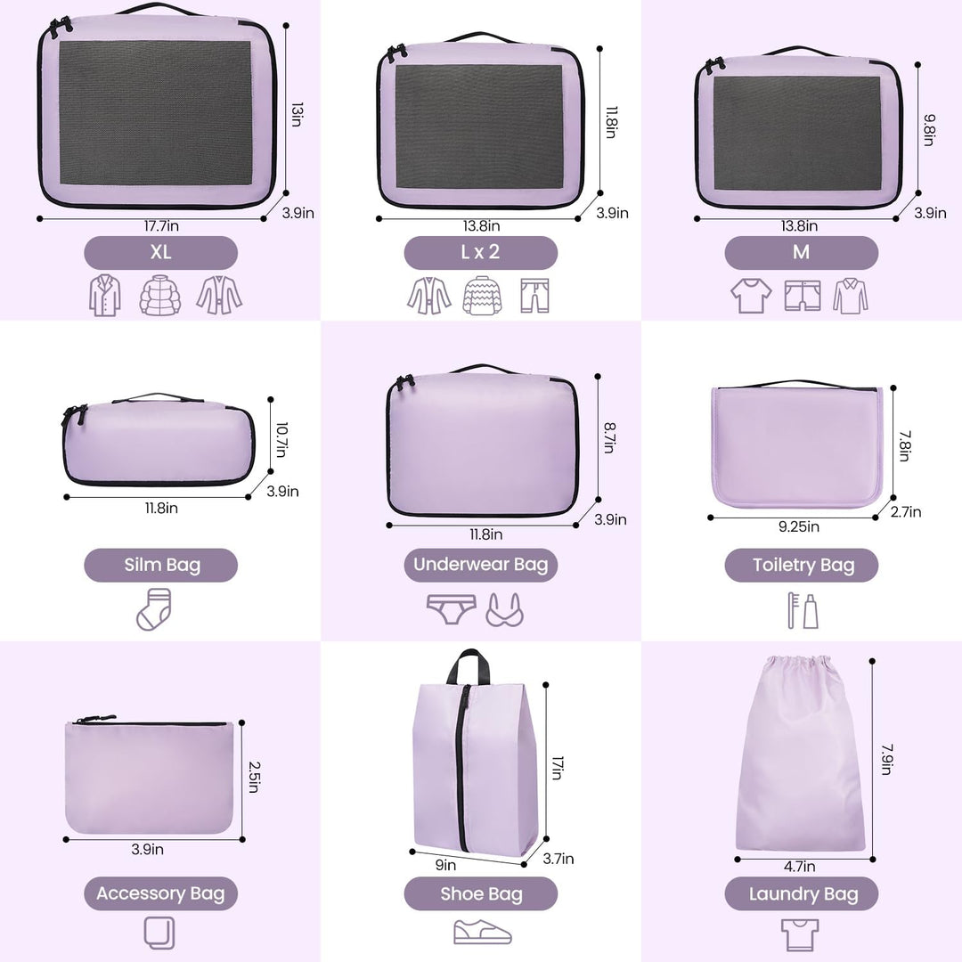Packing Cubes for Suitcase 10 Set, Leichtgewichtige Gepäck Packing Organizer Packing Cubes für Reise