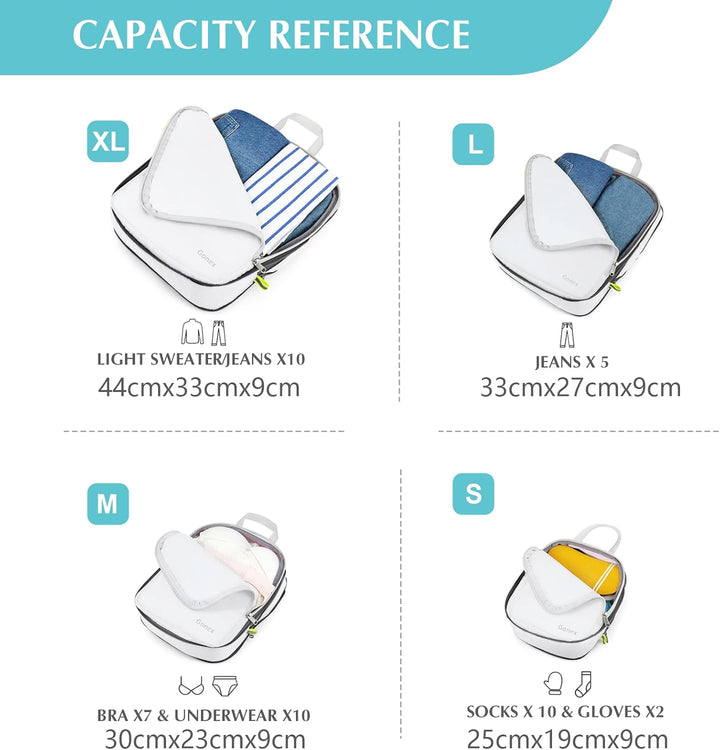 Gonex Compression Packing Cubes 4er Set, Gonex Kleidertaschen 4-teilig Verpackungswürfel, Kleidertas