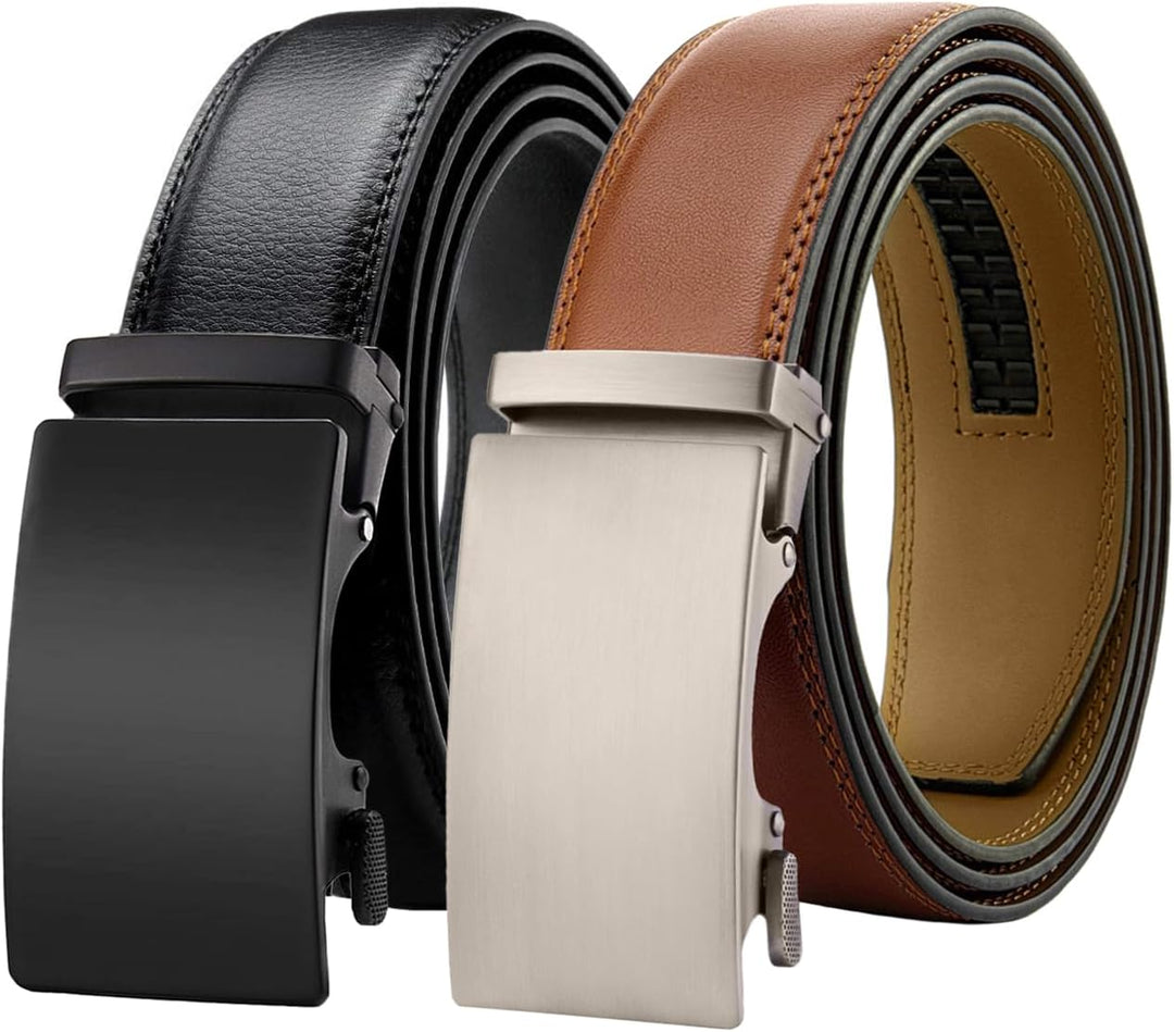 Chaberlu Automatik gürtel herren 2 Stücke, Ledergürtel Ratsche Automatikschliesse Business Anzug Gür