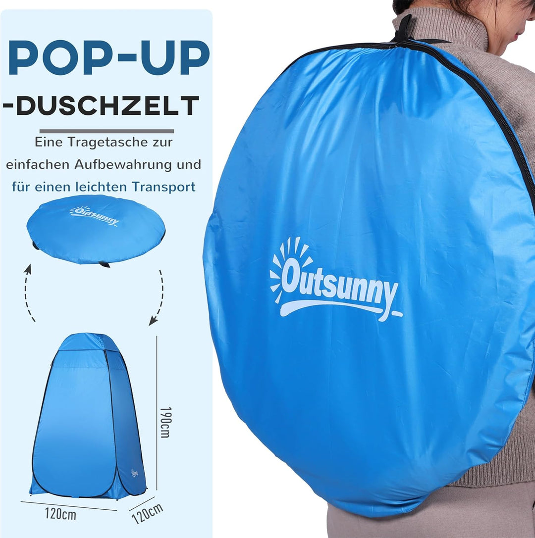 Outsunny Pop-up Duschzelt, tragbare Toilettenzelt mit Tragetasche Fenster Mobile Umkleidezelt WC Zel