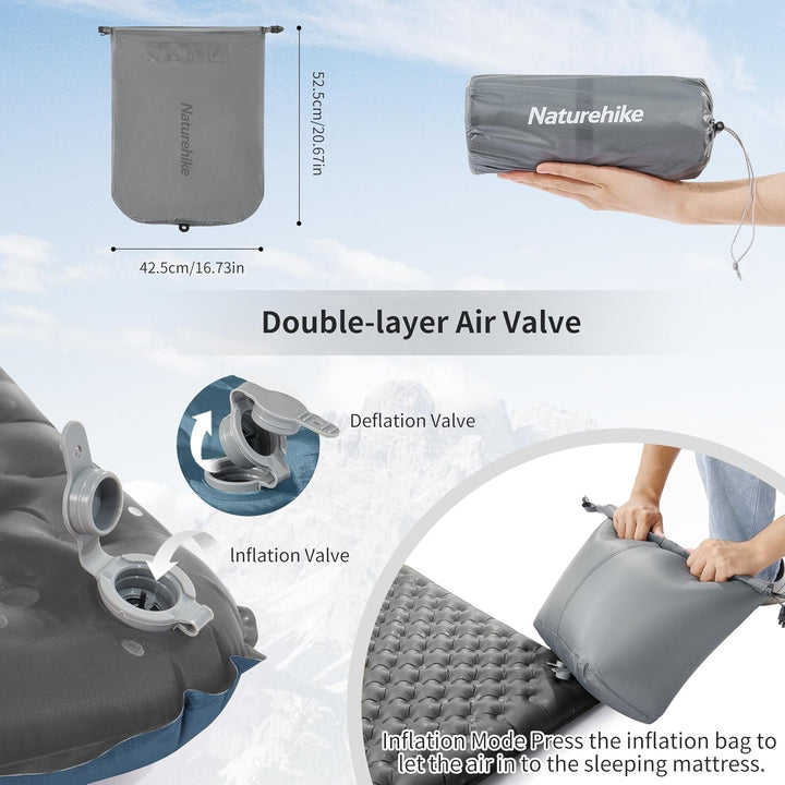 Naturehike Ultraleichte Selbstaufblasende Isomatte, Aufblasbare Campingmatte 3,5R, Langlebige, Tragb