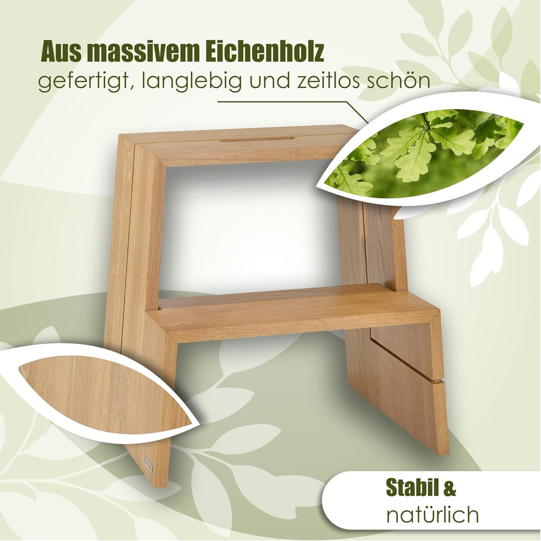 Exklusiver Tritthocker Design von NATUREHOME: Nachhaltig, Massiv und Langlebig – EIN Meisterwerk aus