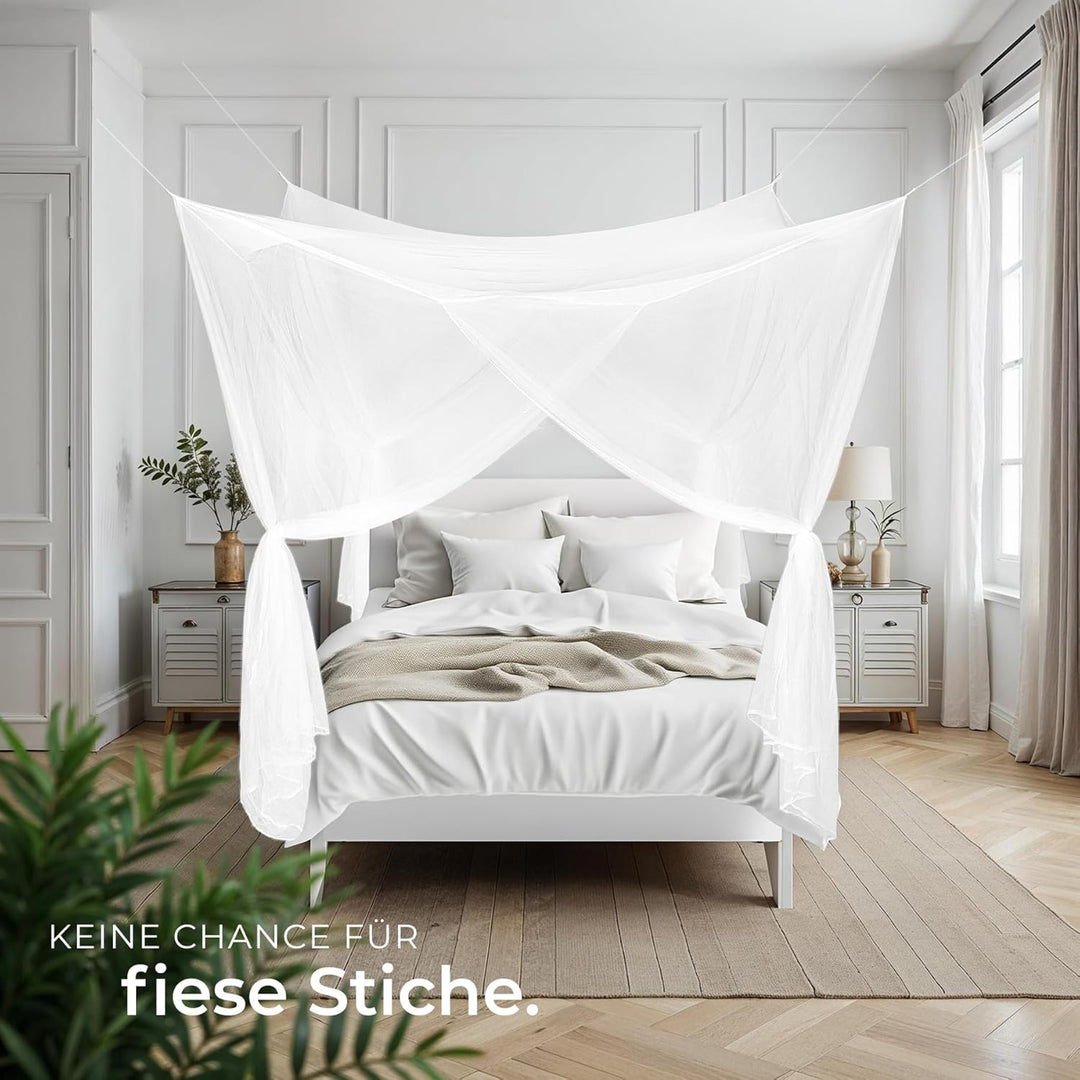 tectake® Moskitonetz Bett Mückenvorhang, Einzel- und Doppelbett, 220 x 220 x 210 cm, Mückenschutz Ca