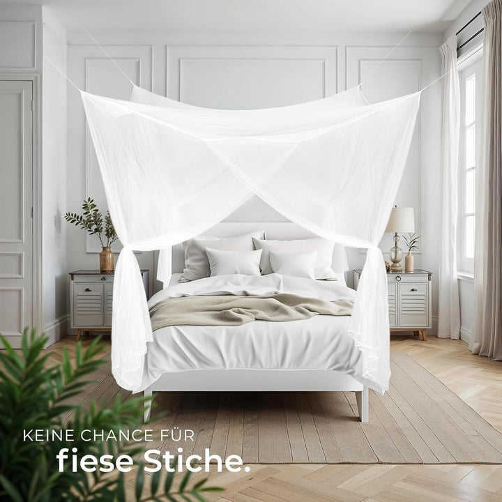 tectake® Moskitonetz Bett Mückenvorhang, Einzel- und Doppelbett, 220 x 220 x 210 cm, Mückenschutz Ca