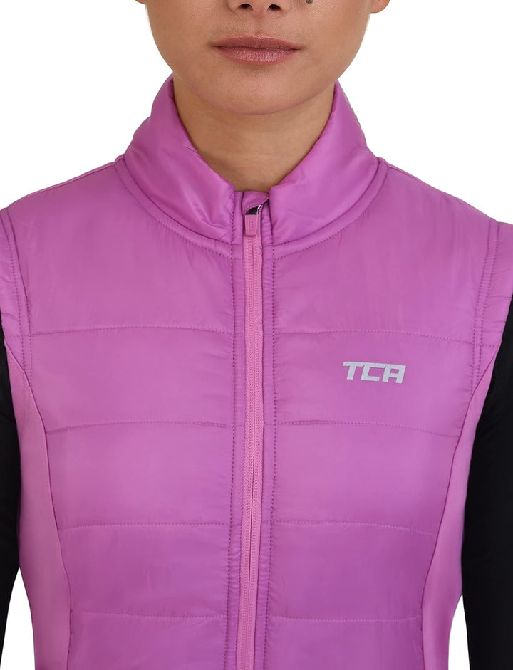TCA Damen und Mädchen Excel Runner Leichte Laufweste mit Reissverschlusstaschen S Rosa, S Rosa