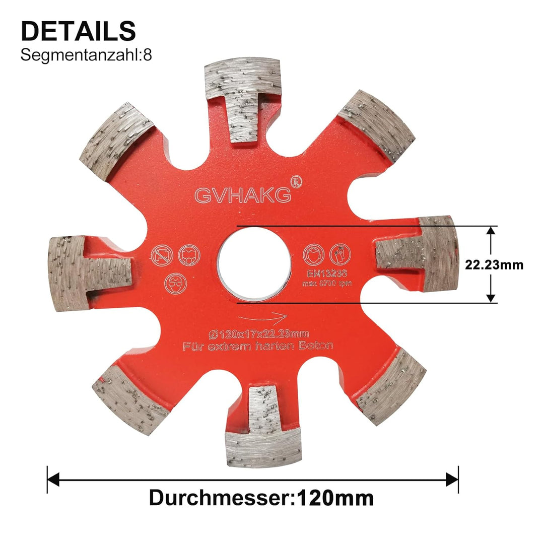 Diamant Frässcheibe/Räumscheibe120mm, 17 mm Räumscheibe 8 Segmente Für Fussbodenheizung Sehr harte B