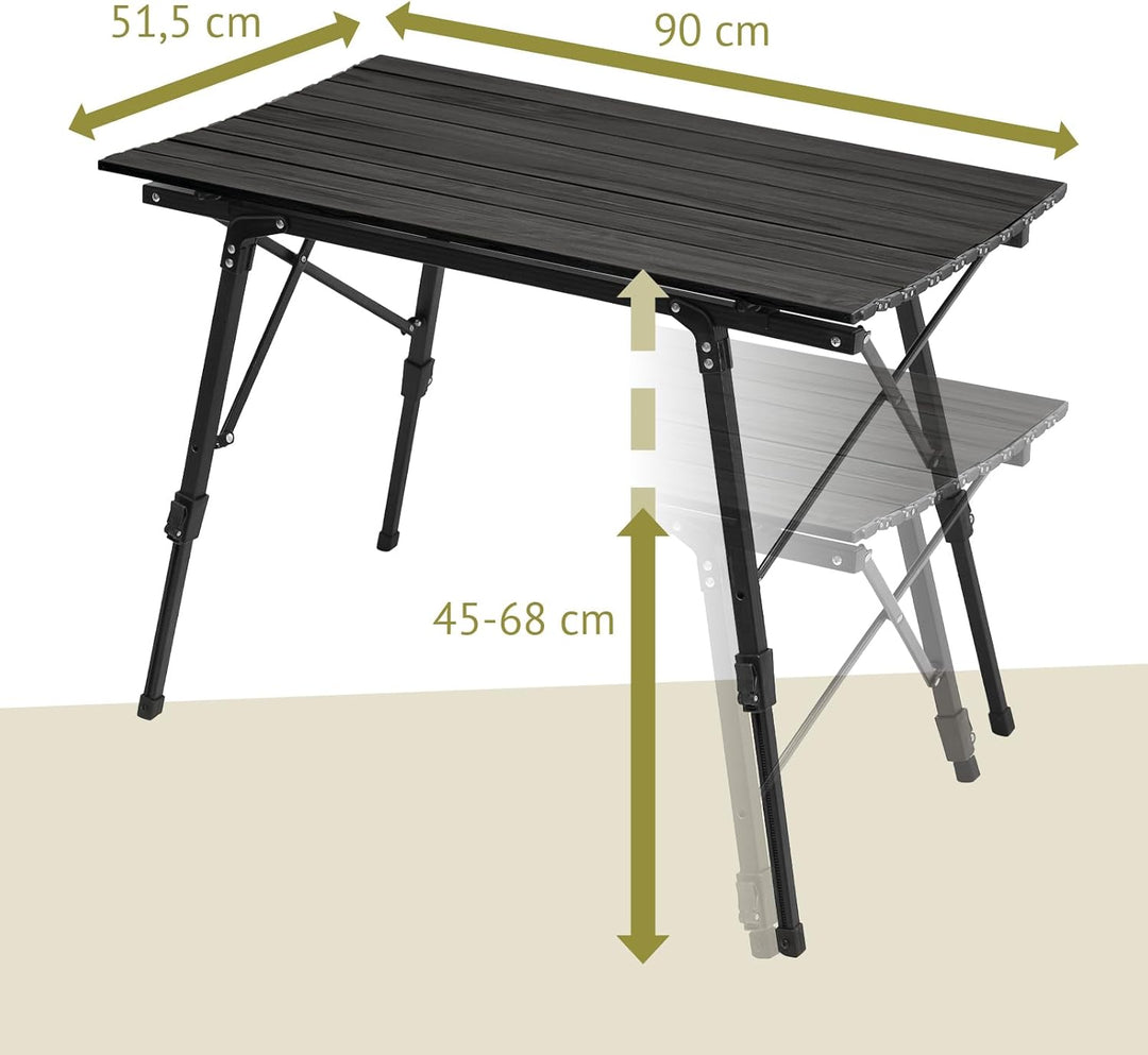 Campingtisch klappbar höhenverstellbar Falttisch tragbar Aluminium inkl. Tragetasche Outdoortisch we