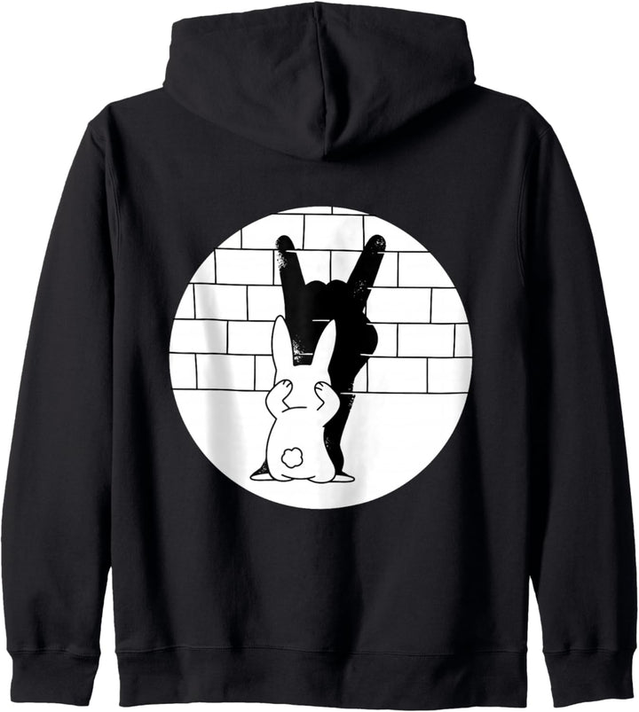 Hase Schattenspiel die Hörner Rocker und Heavy-Metal-Fans Kapuzenjacke