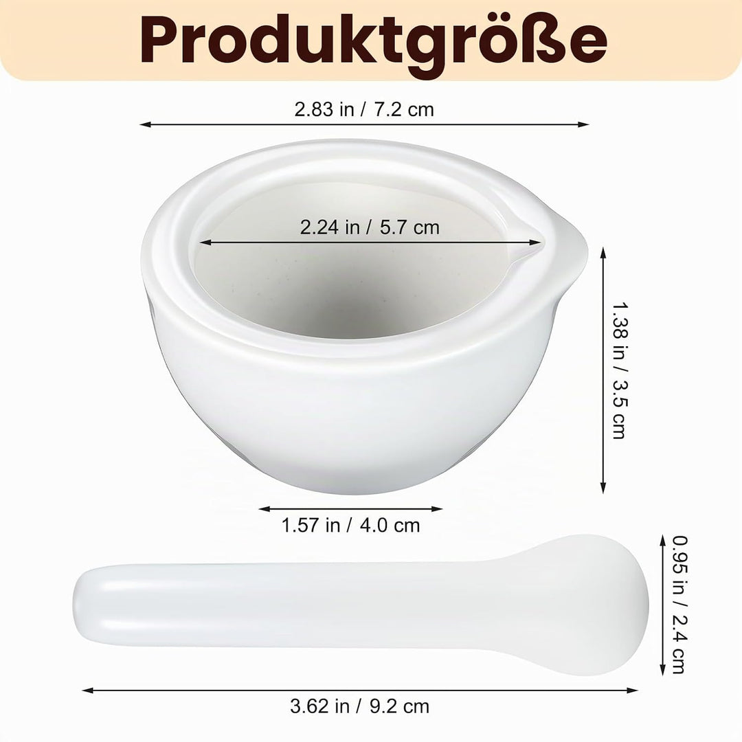 VILLCASE 2 Sets/4 Stück kleiner Porzellanmörser Stössel Set Keramik Kleine Kräuterschale Pesto Pulve