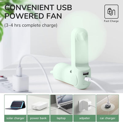 JISULIFE Handventilator Mini Ventilator 3 IN 1, mit 4500 mAh Powerbank USB Akku Klein Ventilator, Ba