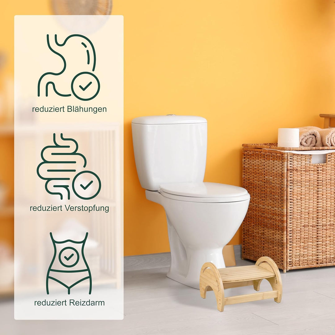 Relaxdays Toilettenhocker, verstellbar, Stuhlgang Unterstützung, WC Hocker Erwachsene, Bambus, HxBxT