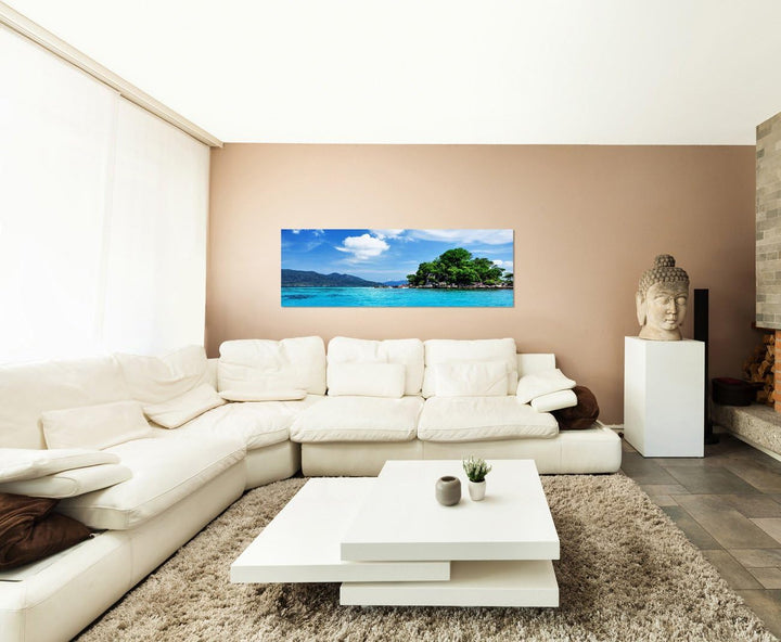 Paul Sinus Art Panoramabild auf Leinwand und Keilrahmen 150x50cm Thailand Meer Wolkenhimmel Natur