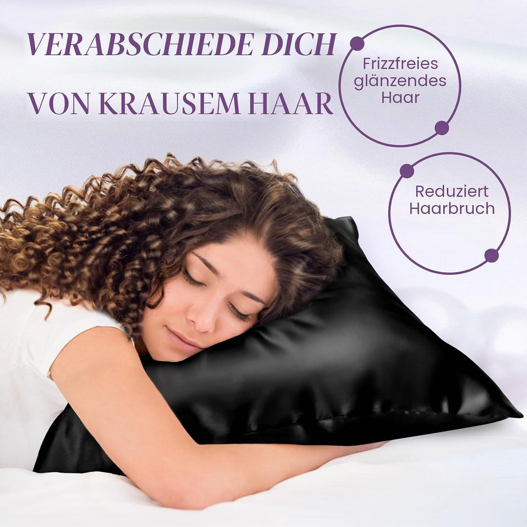 OLESILK Seide Kissenbezug Kissenhülle Haar- und Hautpflege mit Reissverschluss 16 Momme 1 Stück Schw