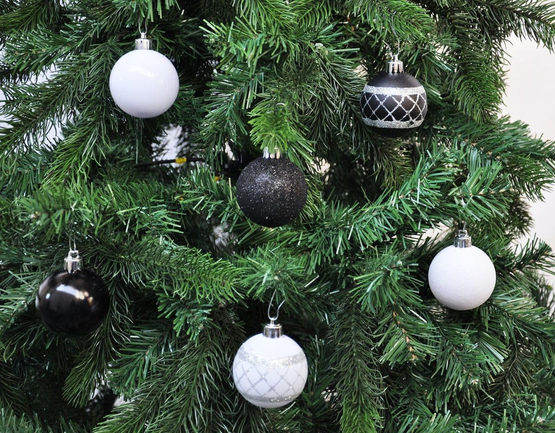64x Kunststoff Christbaumkugeln Ø 6cm Kugel Box Glanz Glitzer Matt Dekor Inge inkl. Aufhänger, Farbe