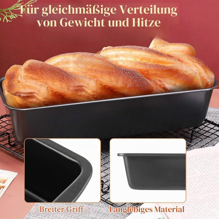 Brotbackform Kasten 29x13x6cm 2 Pieces,Gärkörbchen Oval 1 Piece,Brot Backen Zubehör,Kastenform Kuche