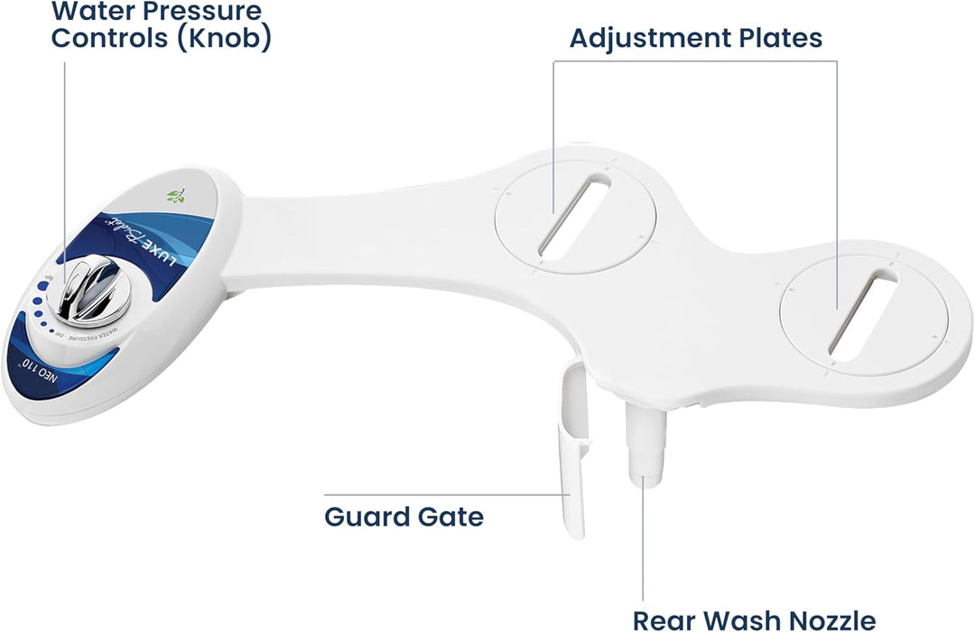 Luxe Bidet Neo 110 – Frische, Wasser ohne Elektrik Mechanische Bidet WC-Sitz Befestigung (blau und w