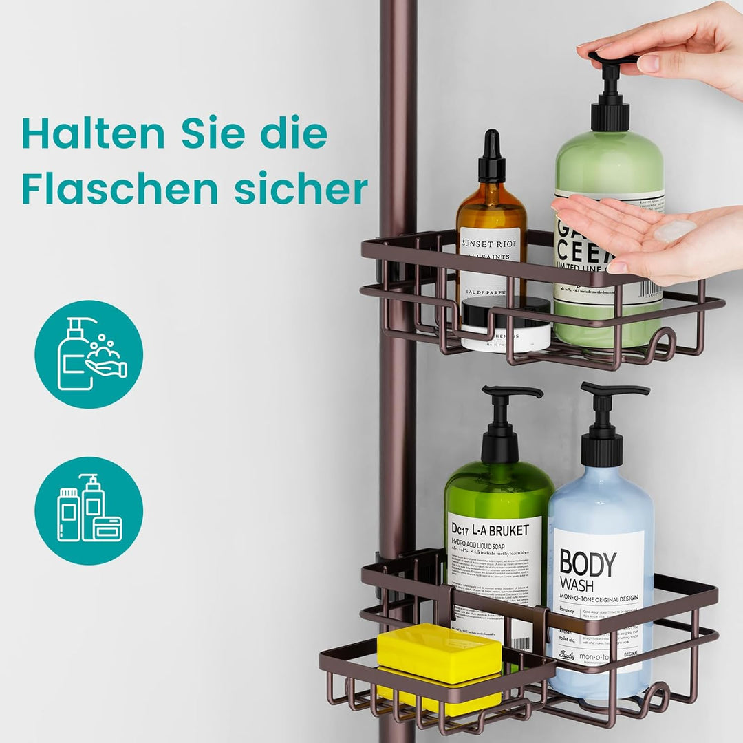 Mixoo 6 Stück Duschablage Ohne Bohren, Teleskop 3.4M Duschregal Eckregal fur Badezimmer, 304 Edelsta