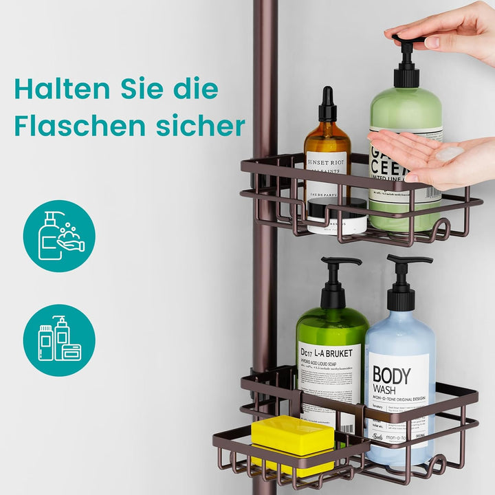 Mixoo 6 Stück Duschablage Ohne Bohren, Teleskop 3.4M Duschregal Eckregal fur Badezimmer, 304 Edelsta