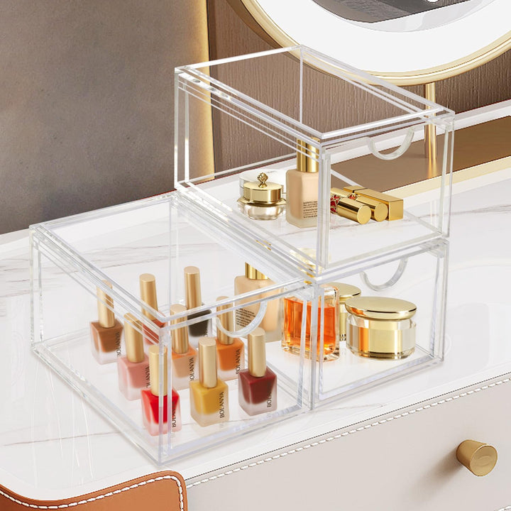 AMEITECH Stapelbare Kosmetik-Organizer-Schubladen, Transparenter Acryl-Make-up-Organizer, Schminkbeh