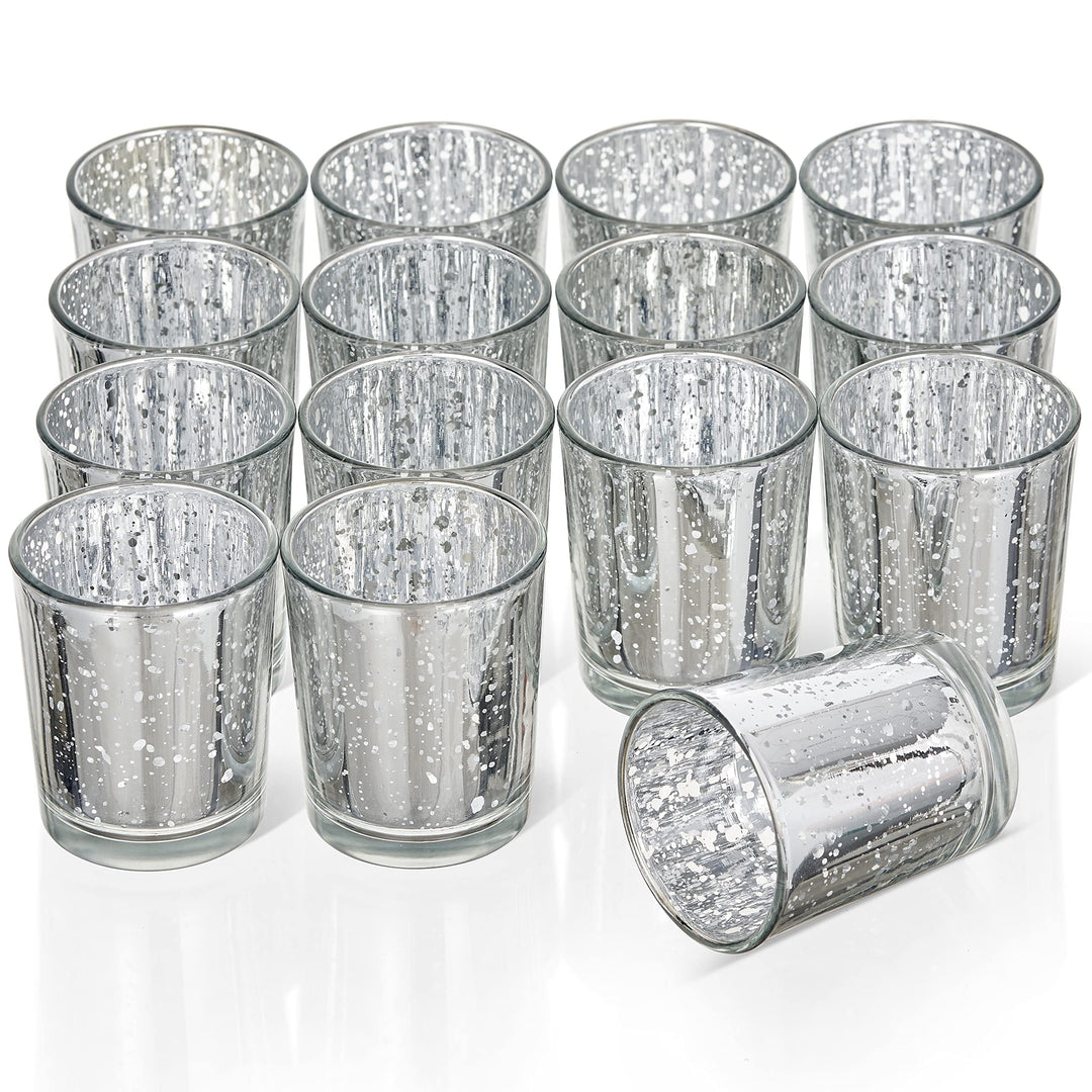 THE TWIDDLERS - Set von Premium gesprenkelten Teelichthaltern - 5x6cm Glas-Kerzenhalter - Heimdekora