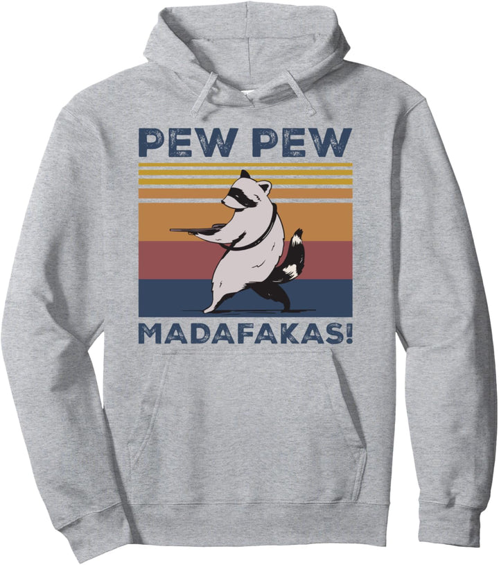 Pew Pew Madafakas Funny Raccoon Lover Vintage Retro Gift Pullover Hoodie