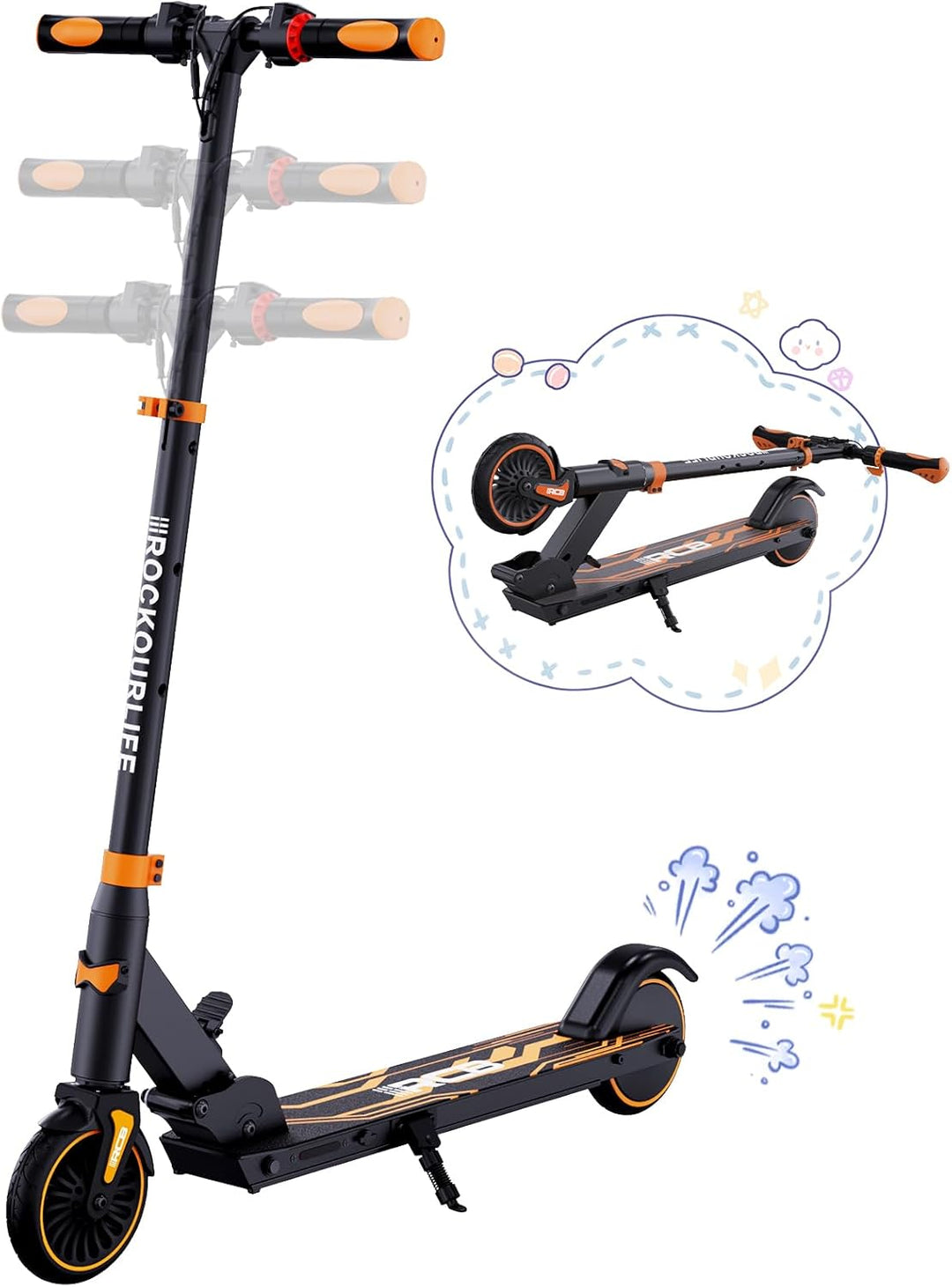 RCB R15 E-Scooter Kinder (8-12-16 Jahre) - bis zu 20 Km/h, Max. Reichweite 16Km, Elektroroller Faltb