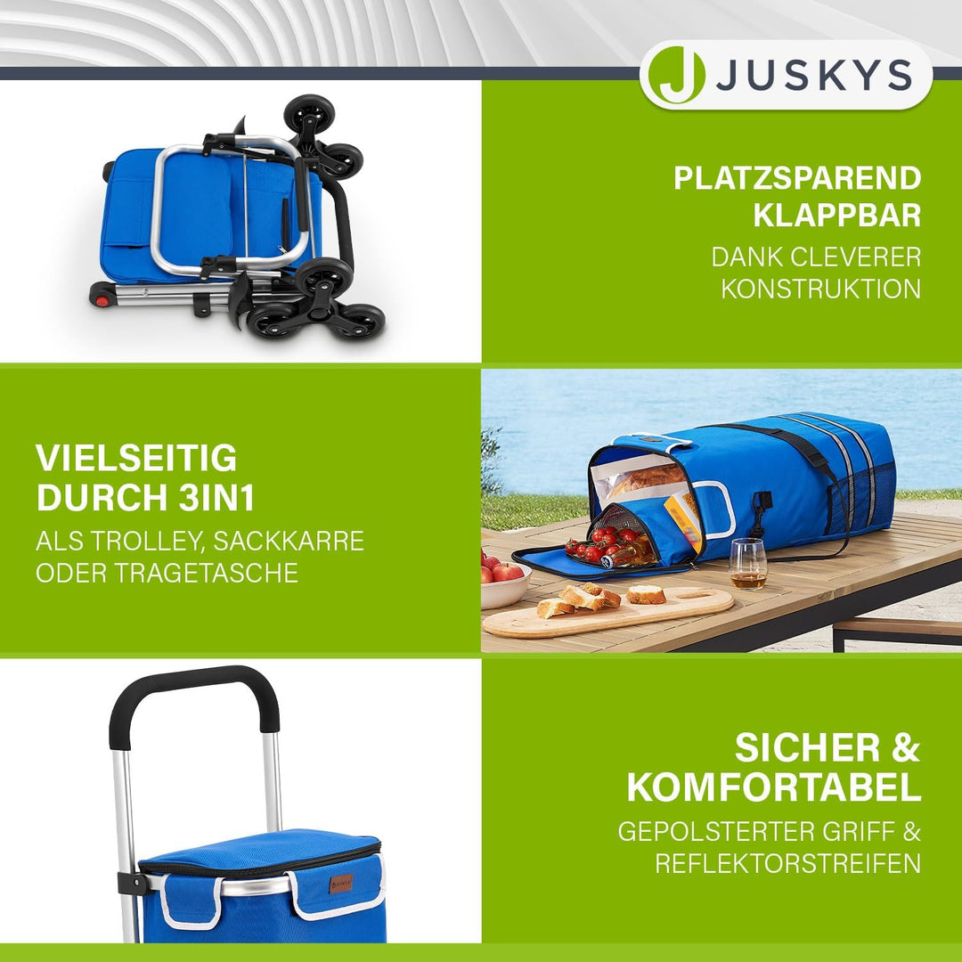 Juskys 3in1 Einkaufstrolley für Treppen - 56 L, modern & klappbar - Treppensteiger Trolley zum Shopp