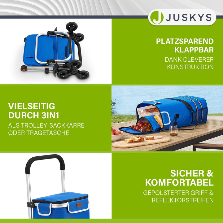 Juskys 3in1 Einkaufstrolley für Treppen - 56 L, modern & klappbar - Treppensteiger Trolley zum Shopp