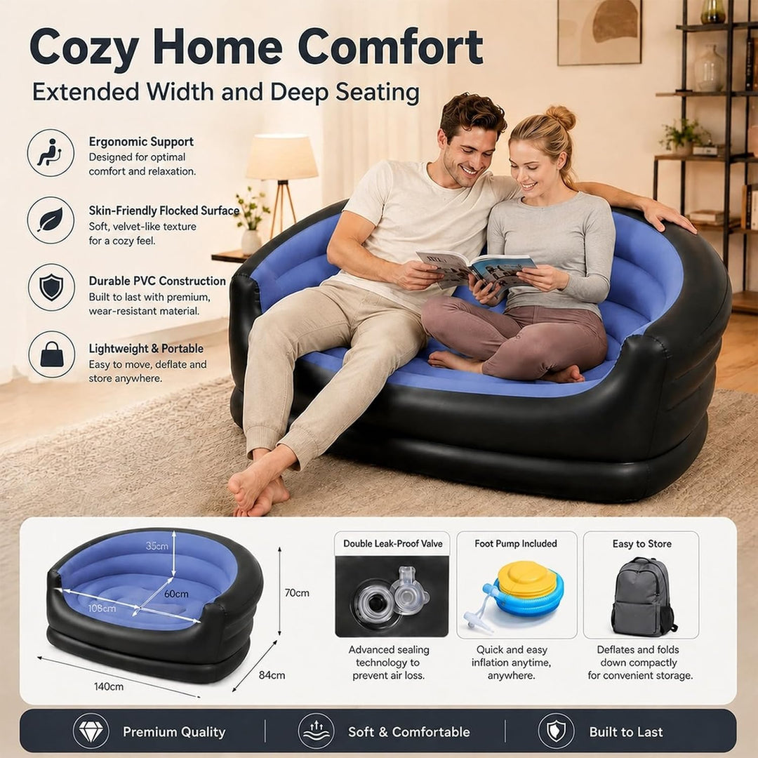 2-Sitzer Aufblasbares Sofa, Aufblasbarer Sessel Indoor &amp; Outdoor | Aufblasbare Couch für Erwachsene,
