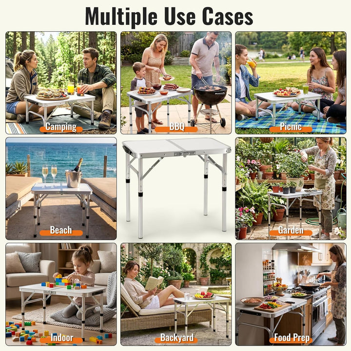 Velway Campingtisch Klappbar Höhenverstellbar 60x40cm - Leichter Alu Klapptisch Klein, Stabiler Gart