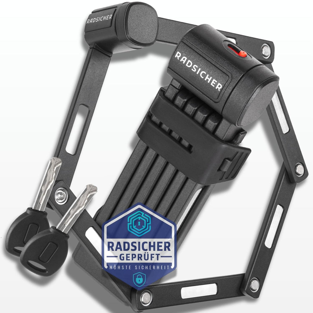 RADSICHER Faltschloss – Robustes Fahrradschloss (90 cm) | Sicherheitslevel 12 | Gehärteter Stahl, We