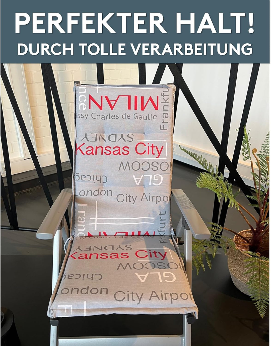 LILENO HOME Gartenstuhl Auflagen als [1er Set - Hochlehner] in City Neu - Bequeme Liegen als Sitzauf
