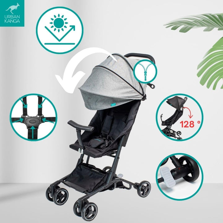 Urban Kanga Bandicoot Reisebuggy Flugzeug Handgepäck bis 25kg Kinderwagen (Hellgrau), Hellgrau