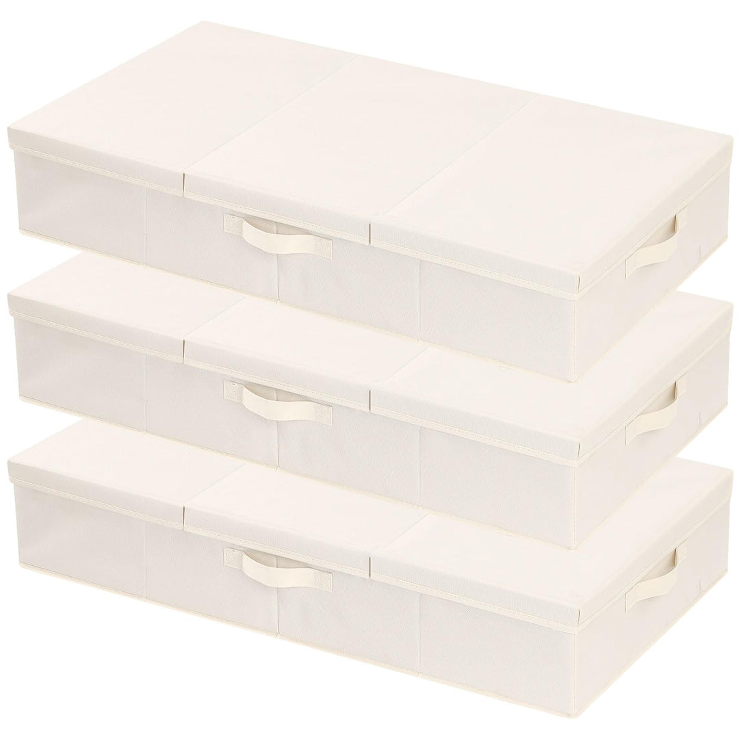 3 Stück Unterbettkommode, Unterbett Aufbewahrungsbox mit Deckel, Kleiderschrank Organizer mit Griff,