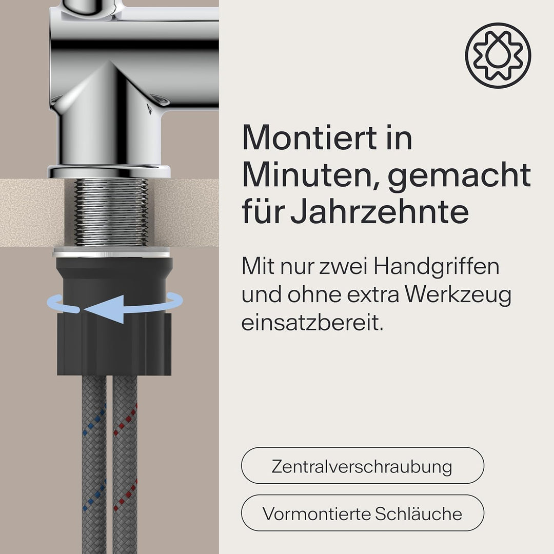 Wasserwerk Küchenarmatur WK4 | Wasserhahn Küche | Spültischarmatur mit Schwenkauslauf | 360° drehbar