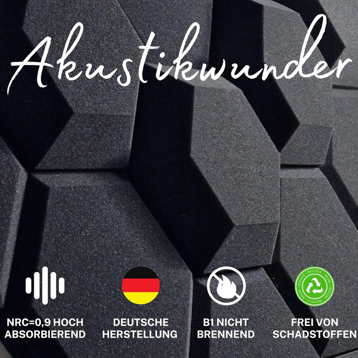 Akustikpaneele 3D HEXAGON Schallabsorber WAND - Schalldämmung - SCHALLSCHUTZ sound absorber - SCHALL