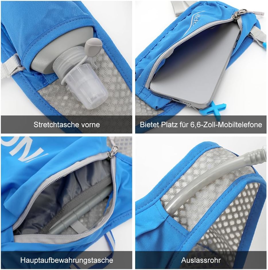 INOXTO Sport Wasserbeutel Weste Mit 1.5l Trinkblasen Running Weste Rucksack FüR Outdoor Wandern Trai