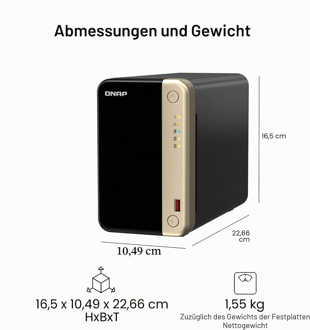 QNAP TS-264-8G-24WD-US 2 Bay Hochleistungs-Desktop-NAS mit 4 TB Speicherkapazität, vorkonfiguriertes